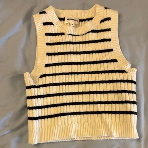 Superdown Cream and Black Striped Sweater Vest